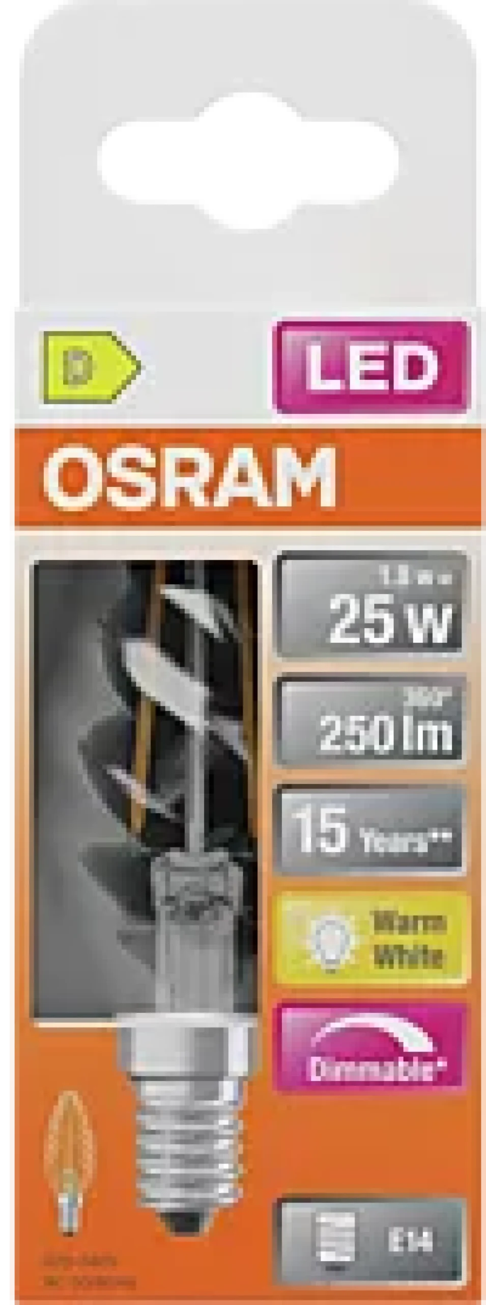 Led Lyspære E14 Classic Bw25 250lm klar Dimbar-Osram New