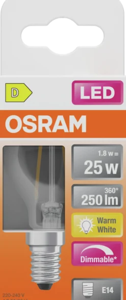 Led Lyspære E14 Classic P25 250lm klar Dimbar-Osram Outlet