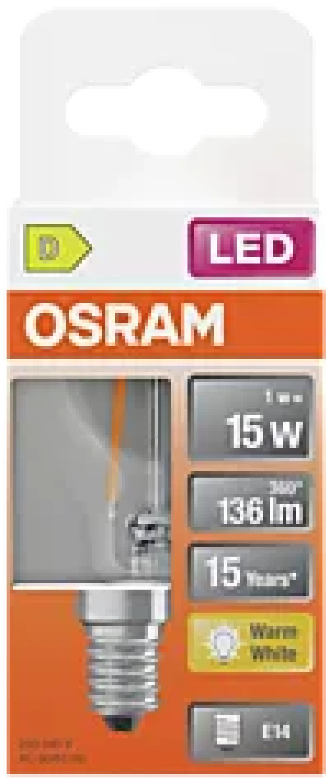 Led Lyspære E14 Classic P15 136lm klar-Osram