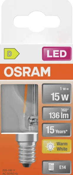 Led Lyspære E14 Classic P15 136lm klar-Osram