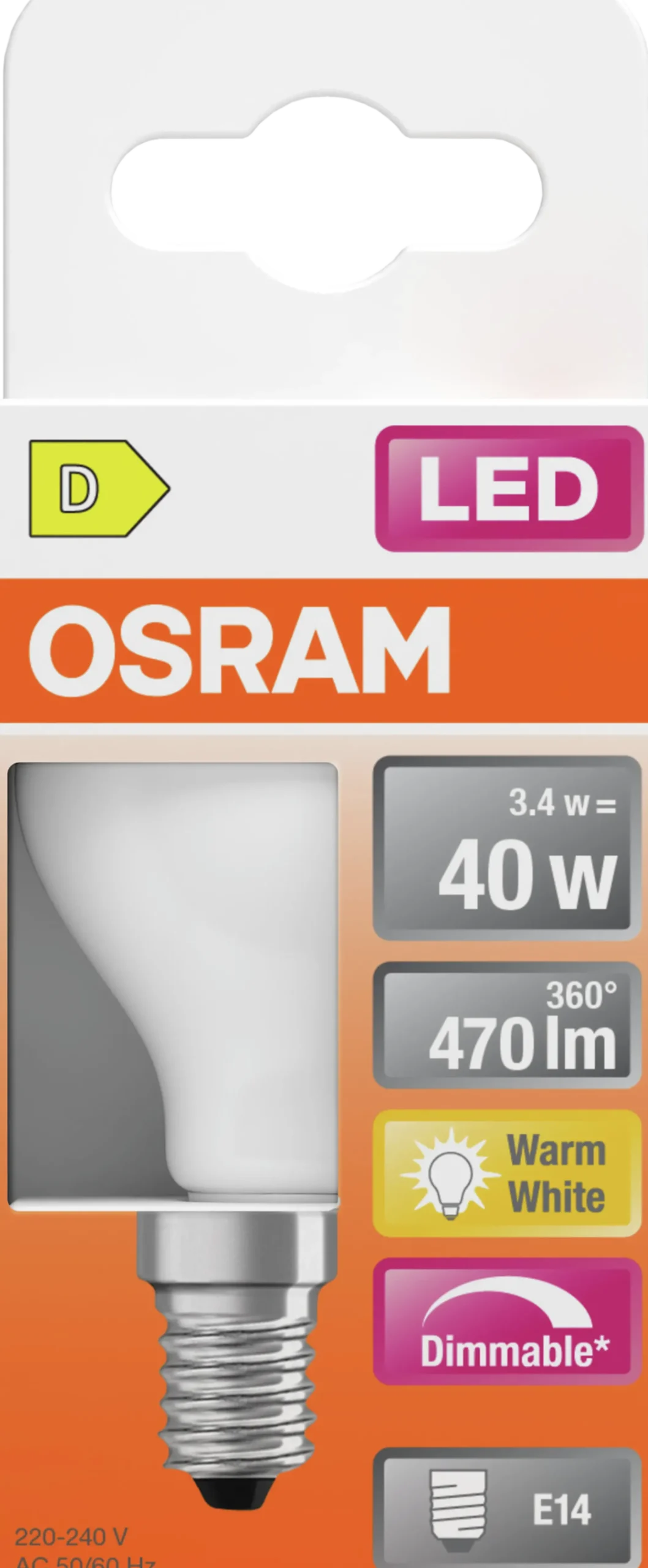 Led Lyspære E14 Classic P40 470lm matt Dimbar-Osram Clearance