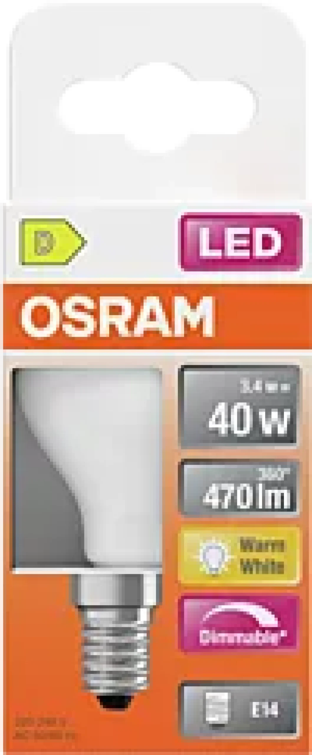 Led Lyspære E14 Classic P40 470lm matt Dimbar-Osram Clearance