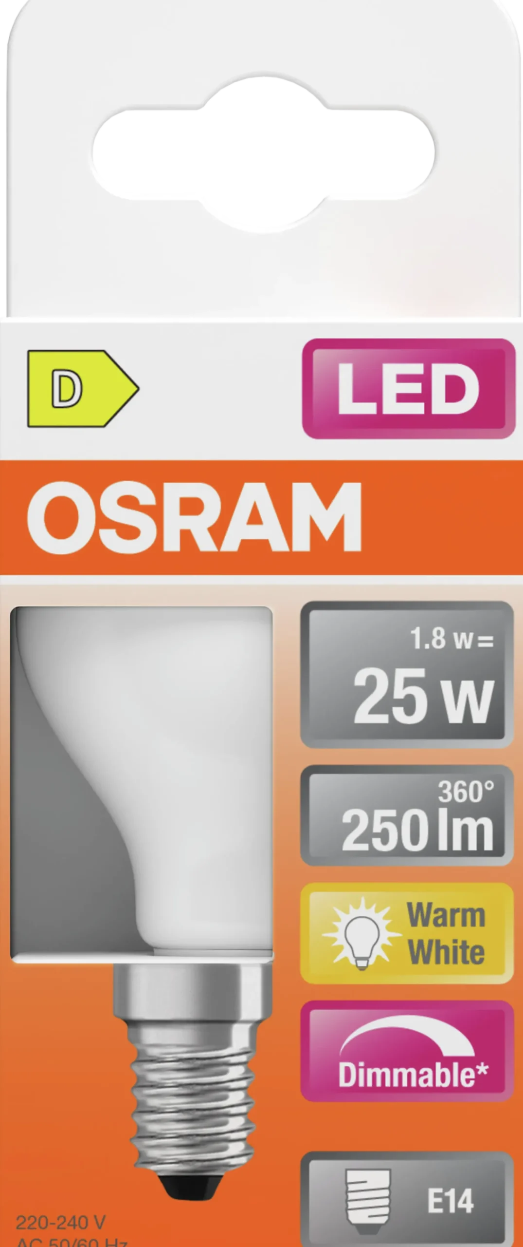 Led Lyspære E14 Classic P25 250lm matt Dimbar-Osram New