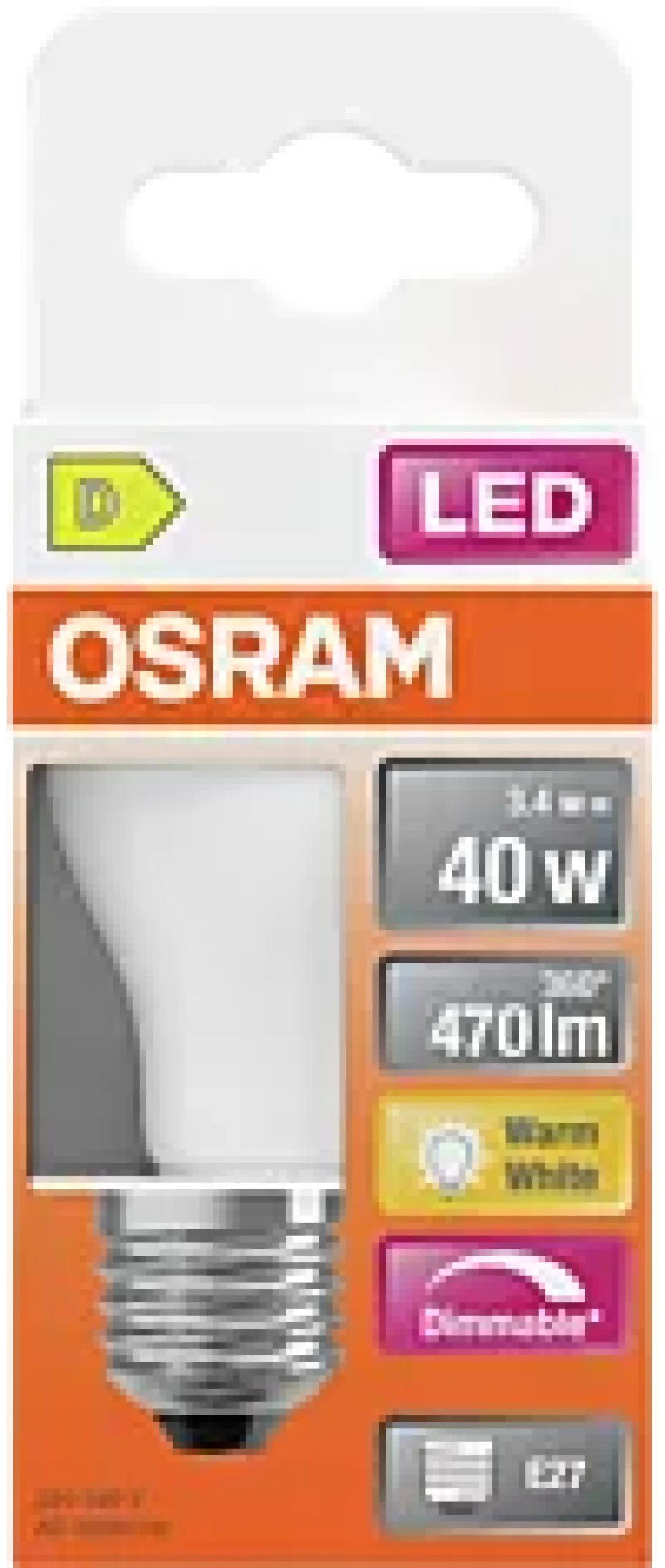 Led Lyspære E27 Classic P40 470lm matt Dimbar-Osram New