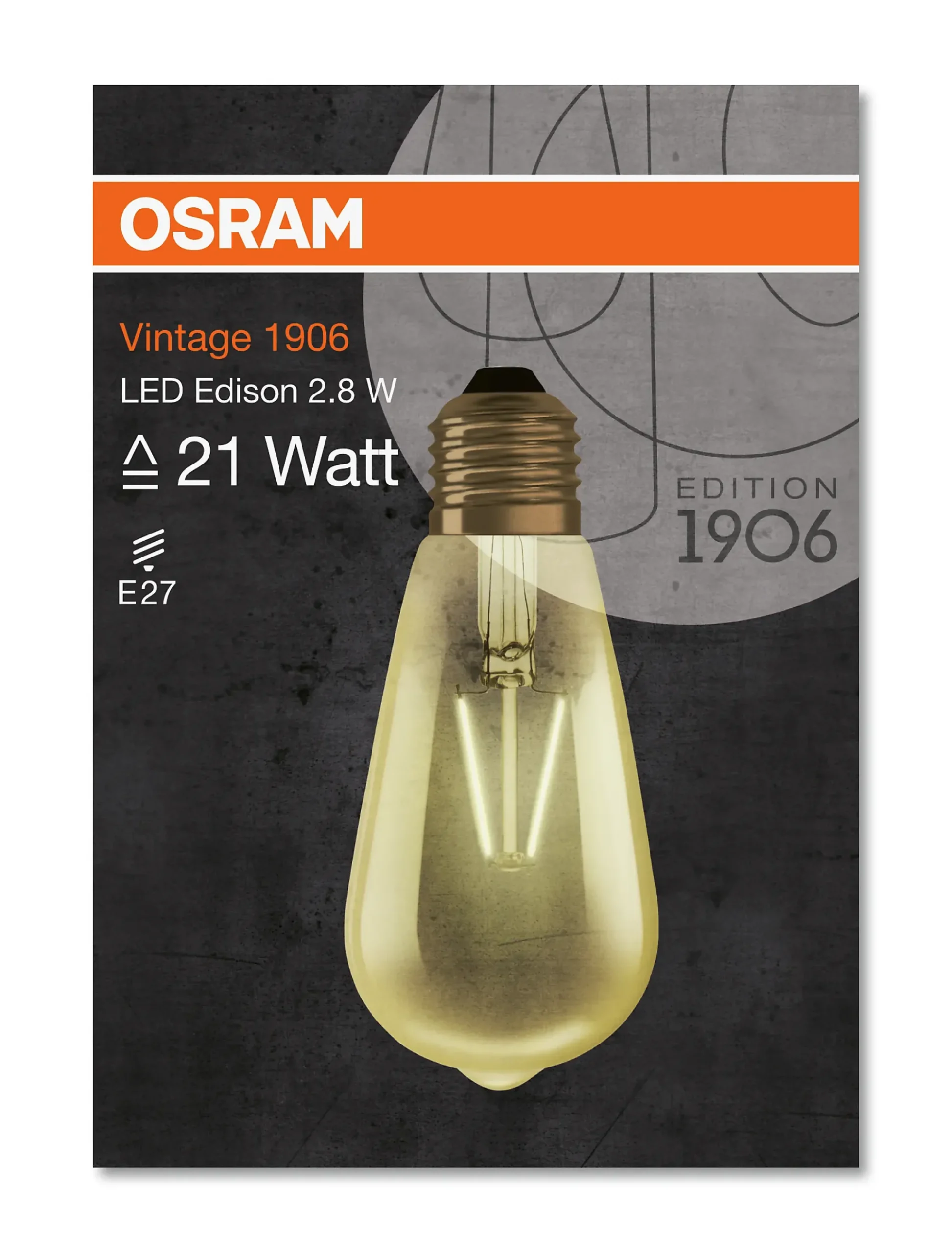 LED lyspære1906 Edison 22 2,8W 824 gold E27-Osram