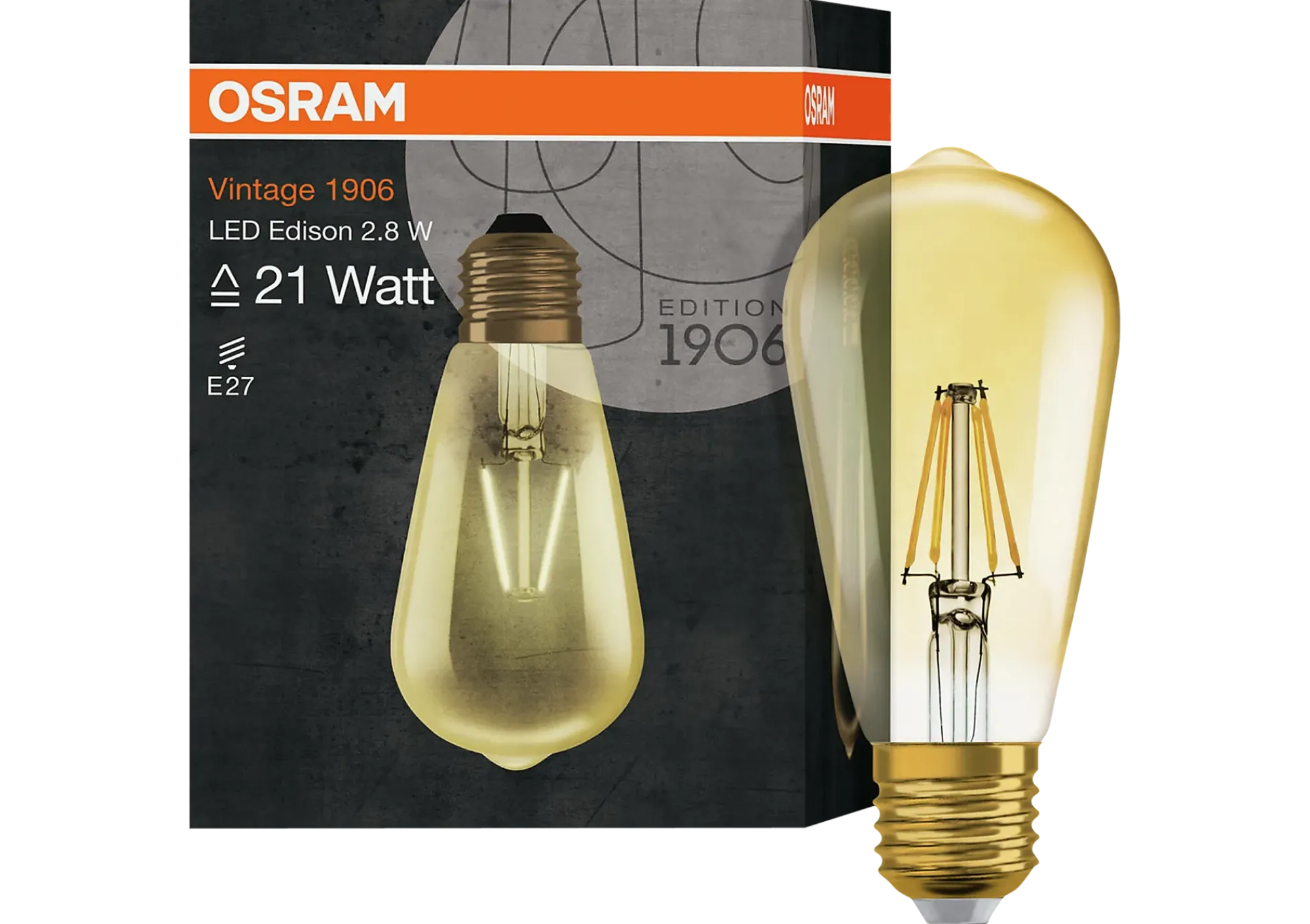 LED lyspære1906 Edison 22 2,8W 824 gold E27-Osram