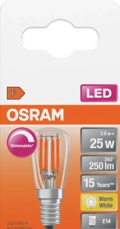 Led Lyspære E14 T26 25 250lm klar Dimbar-Osram Outlet