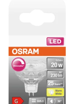 LED lyspære MR16 20 gu5,3 dim 3,4W 2700K 36° 12V-Osram Best