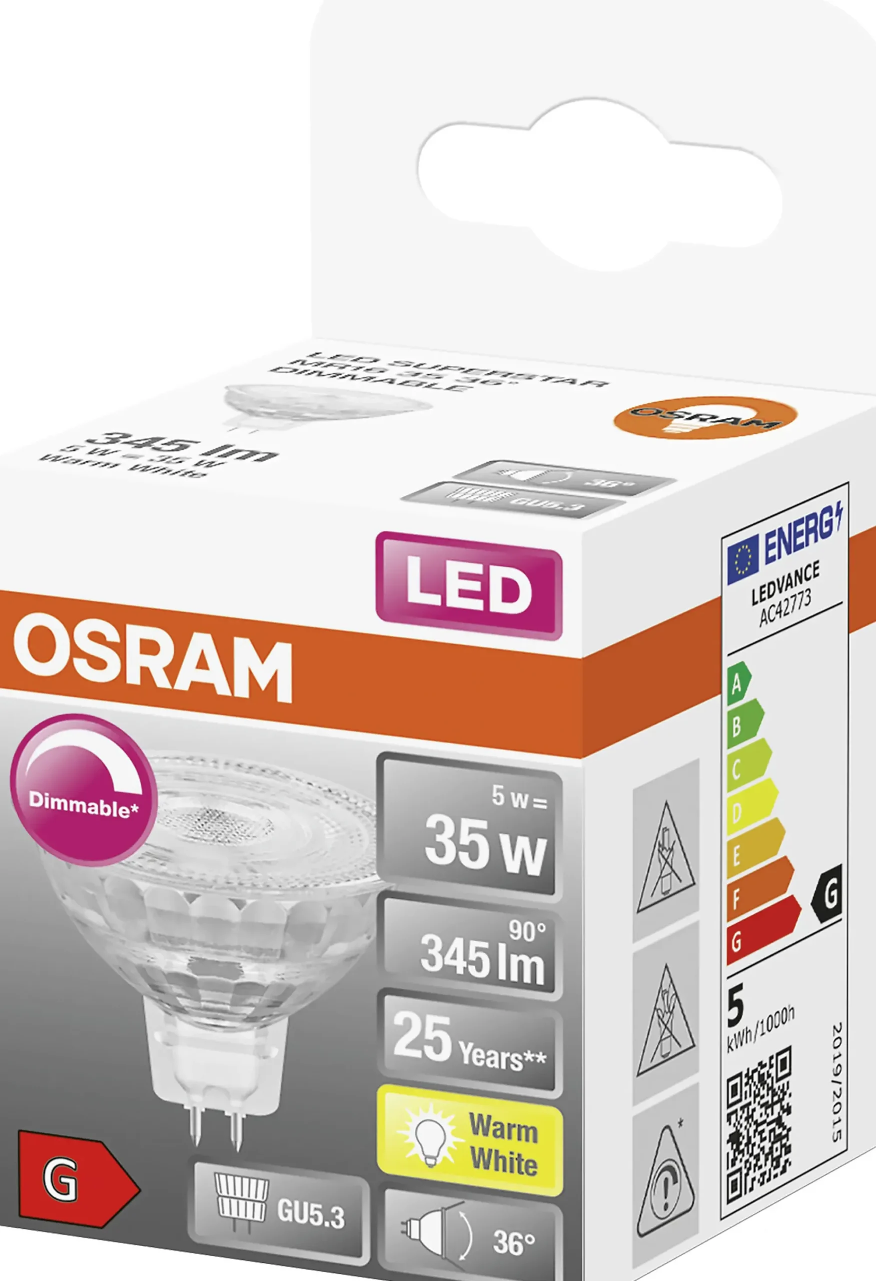 LED MR16 35 dim 2700K GU5.3-Osram