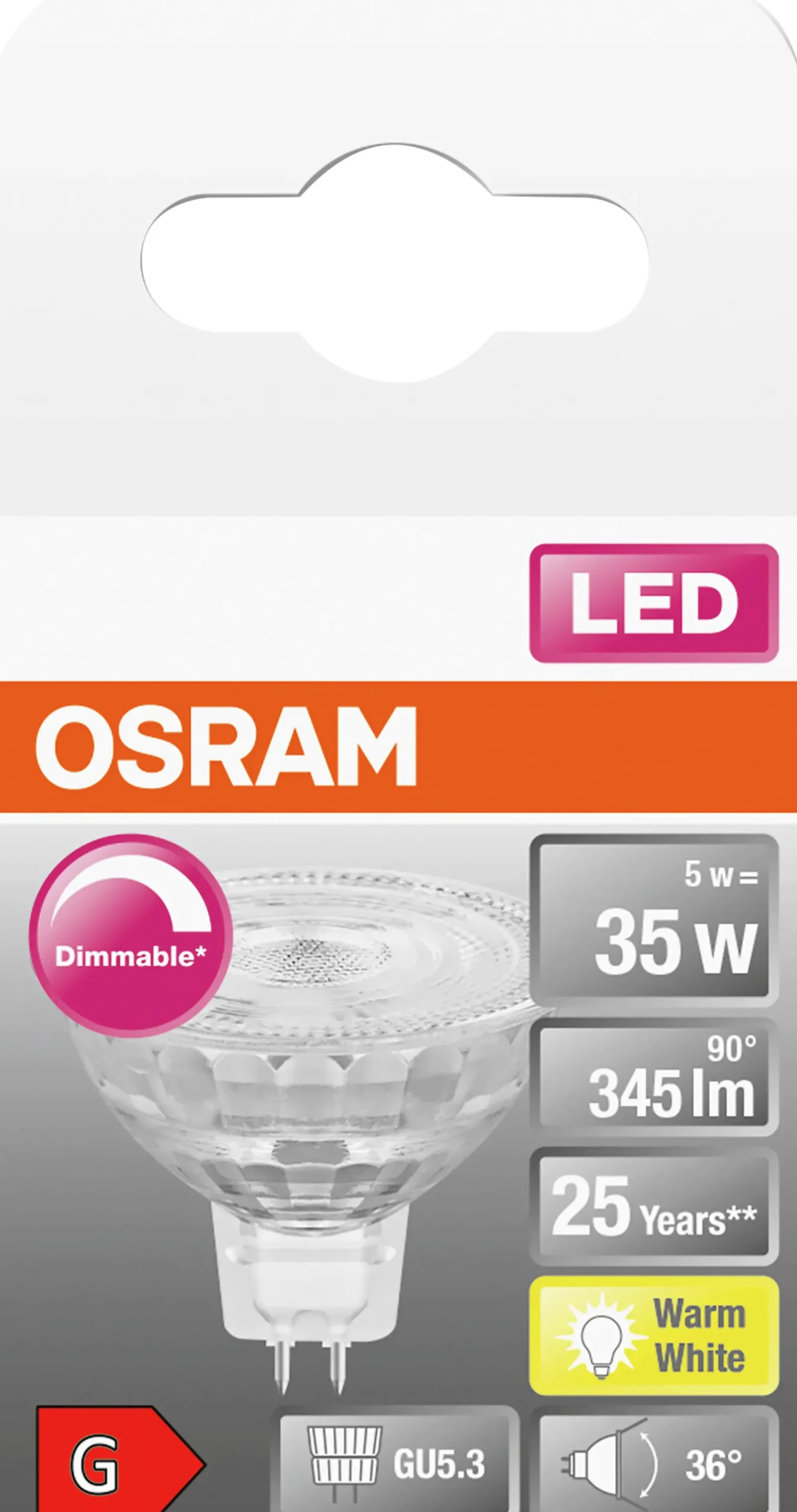 LED MR16 35 dim 2700K GU5.3-Osram