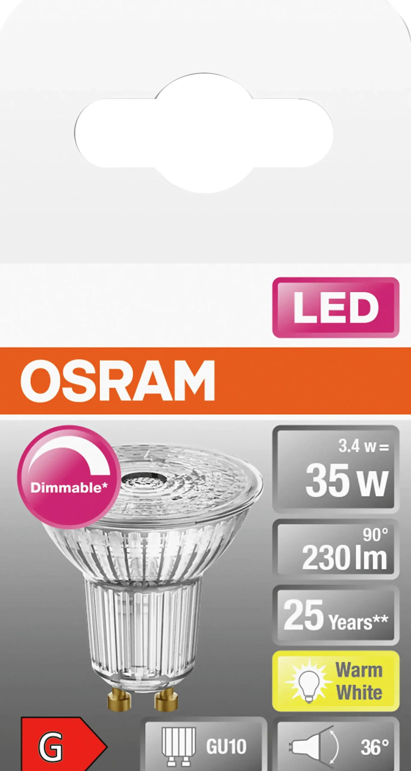 LED PAR16 35 dim 2700K GU10-Osram New