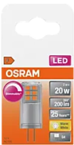 Led Pin G4 20 200lm klar Dimbar Varmhvit-Osram Discount