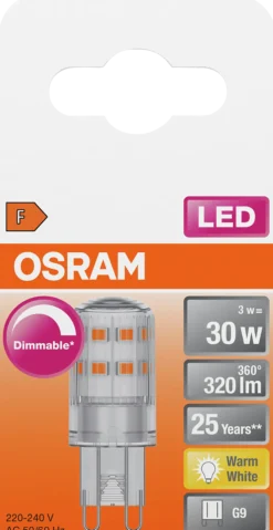 LED pin 30 3W dim 2700K G9-Osram