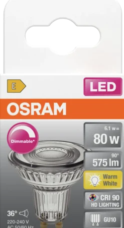 Led Spot Gu10 Par16 80 575lm Dimbar Varmhvit-Osram Sale