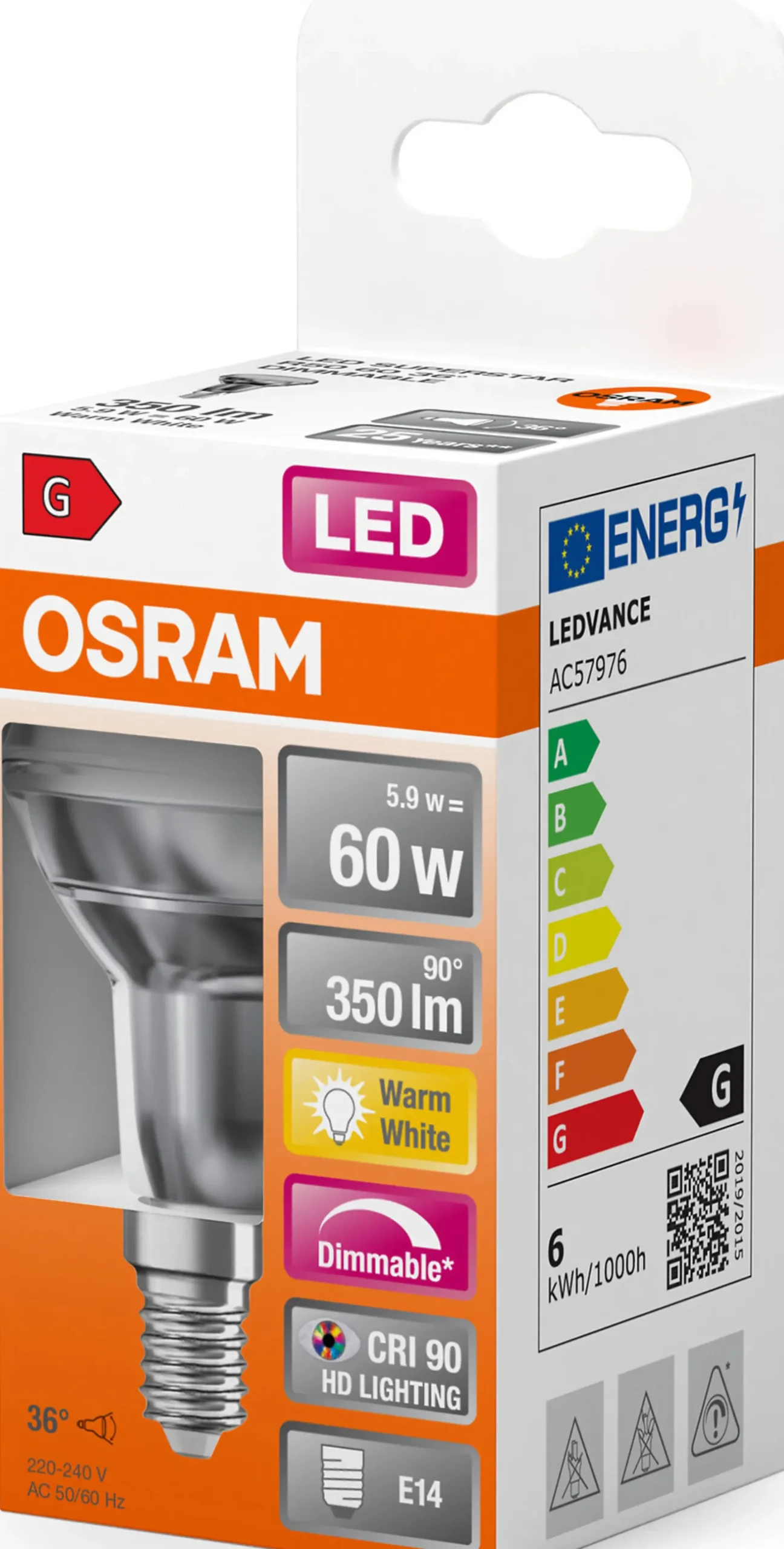 LED Spot R50 60 5,9W 2700K dim E14-Osram