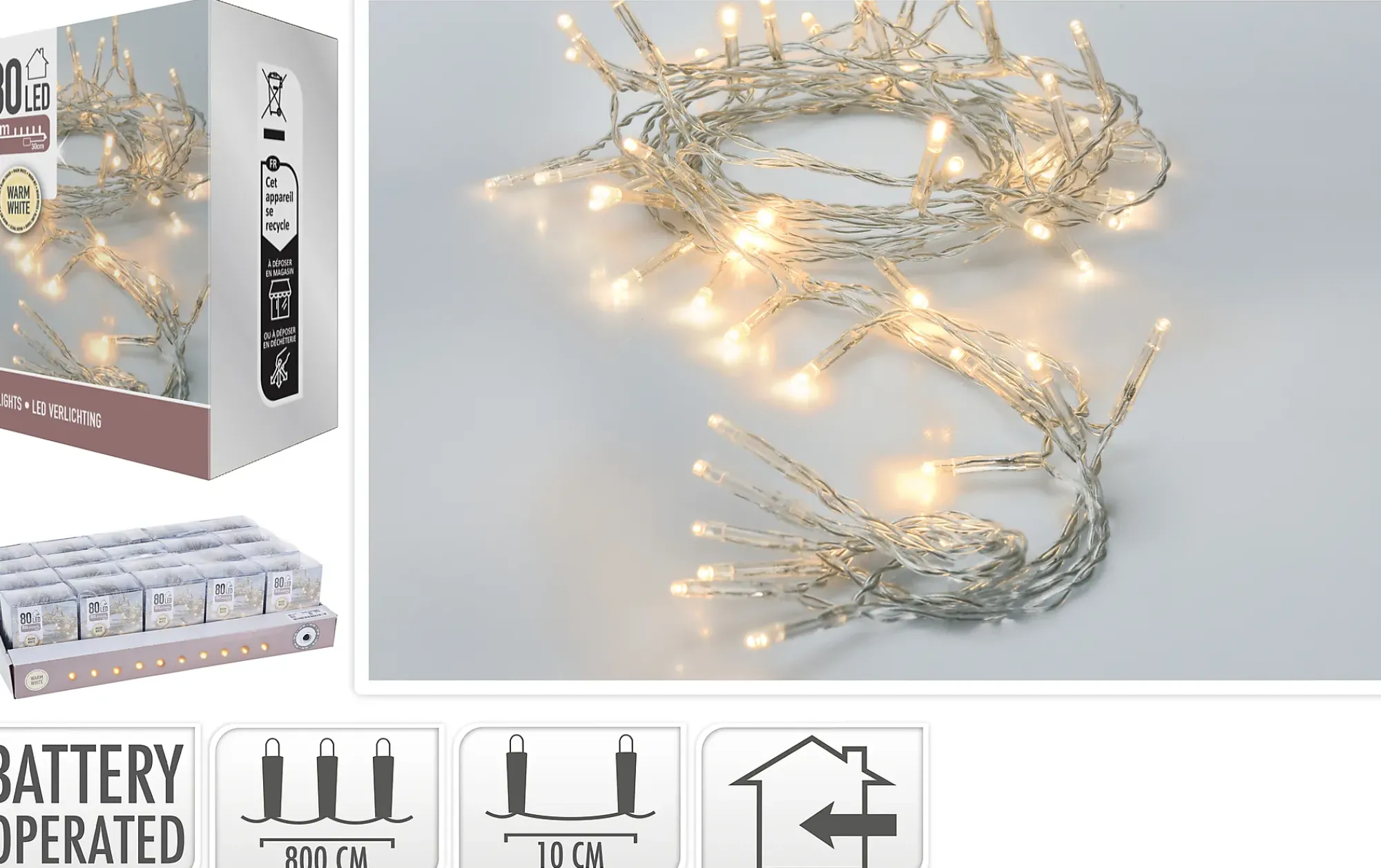 Lyslenke 80ledlys varmhvit 8m-Ki Outlet