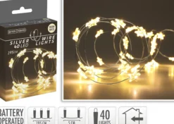Lyslenke Silver Wire Star 40LED Varmhvit 19,5m-Ki Hot
