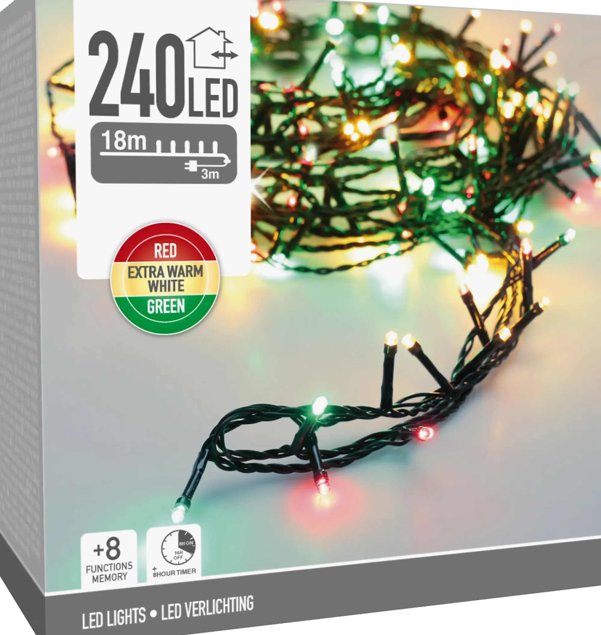 Lyslenke String 240ledlys 3 farger IP44 18m-Ki Clearance
