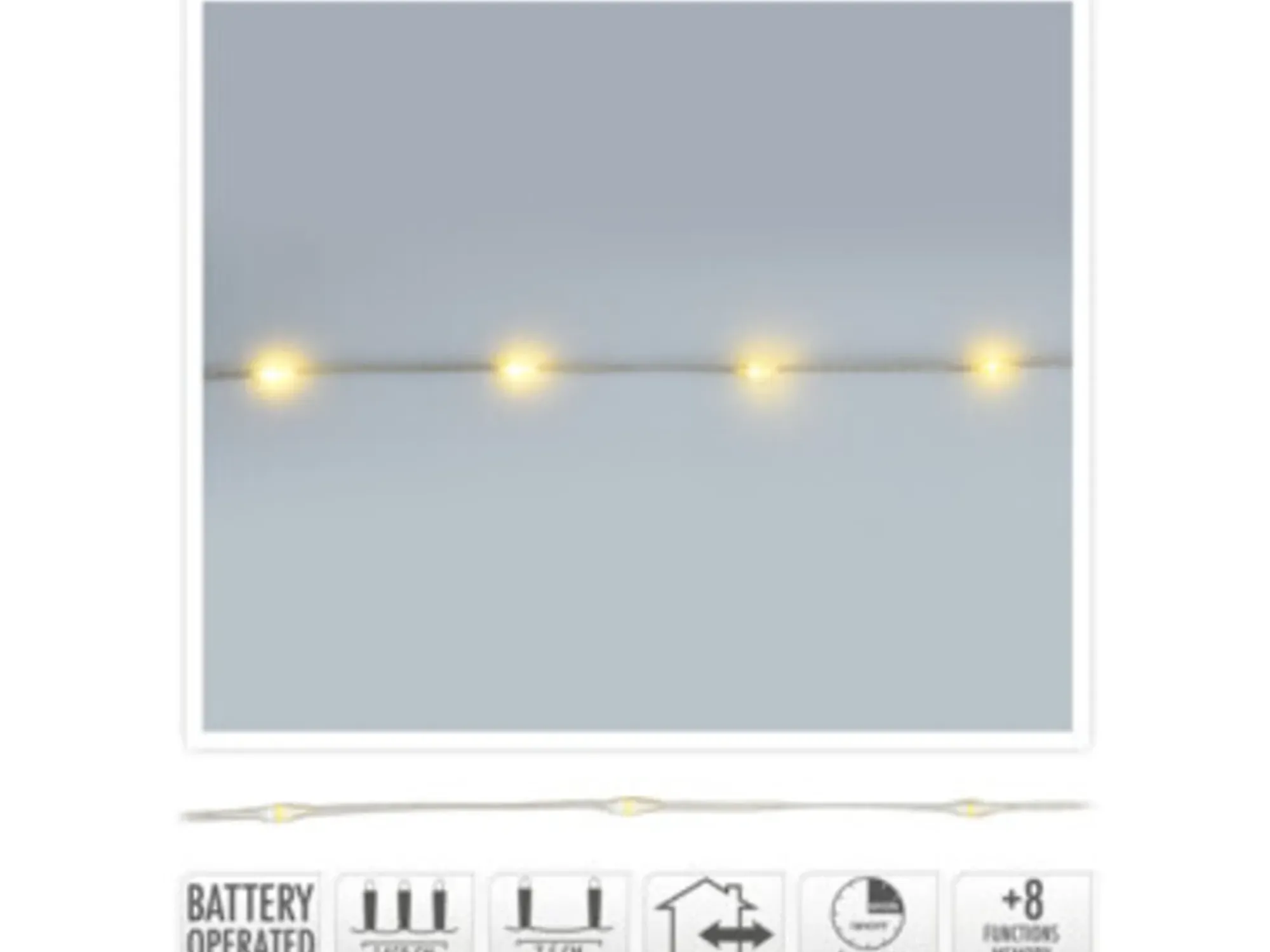 Lyslenke Wire 192ledlys varmhvit batteridrevet IP44 14,5m-Ki Sale