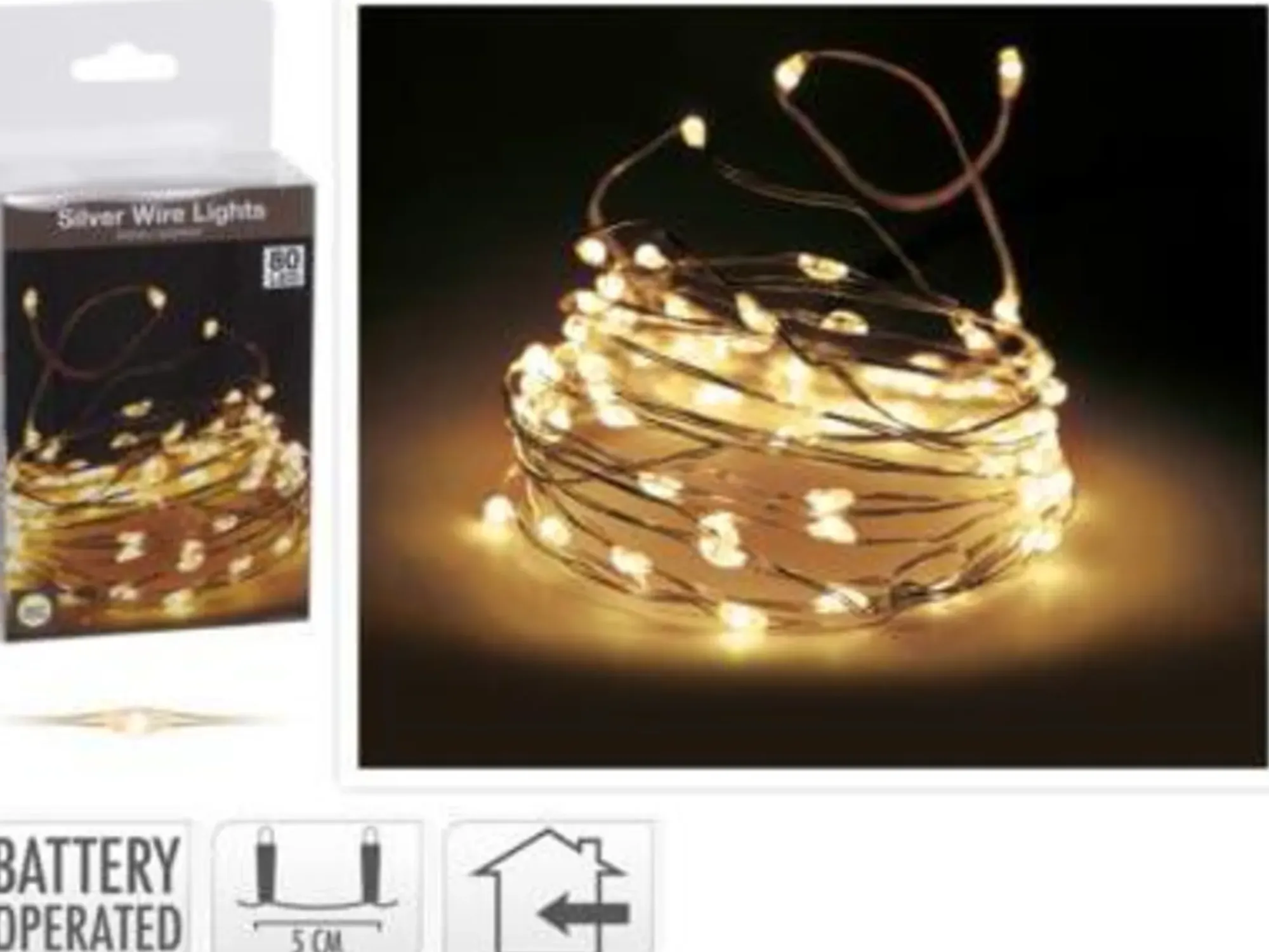Lyslenke Wire 80LED Varmhvit Batteridrevet-Ki Clearance