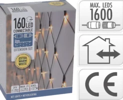 Lysnett 160ledlys varmhvit (Extension Uten Adaptor) 2m-Ki Best