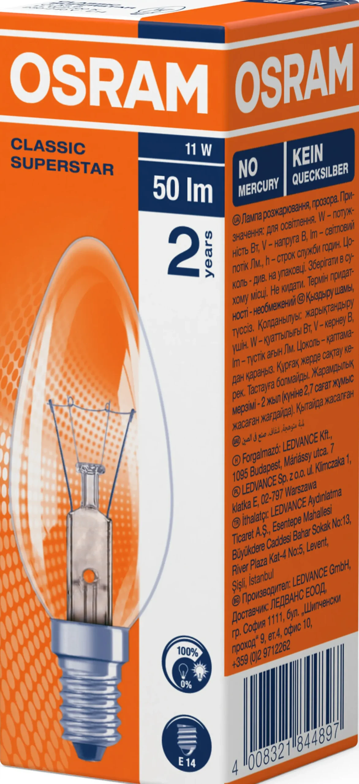 Lyspære Classic E14 11W-Osram Sale