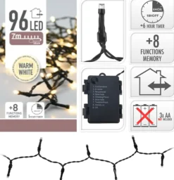 Lysslynge 96ledlys varmhvit batteridrevet IP44 7m-Ki New
