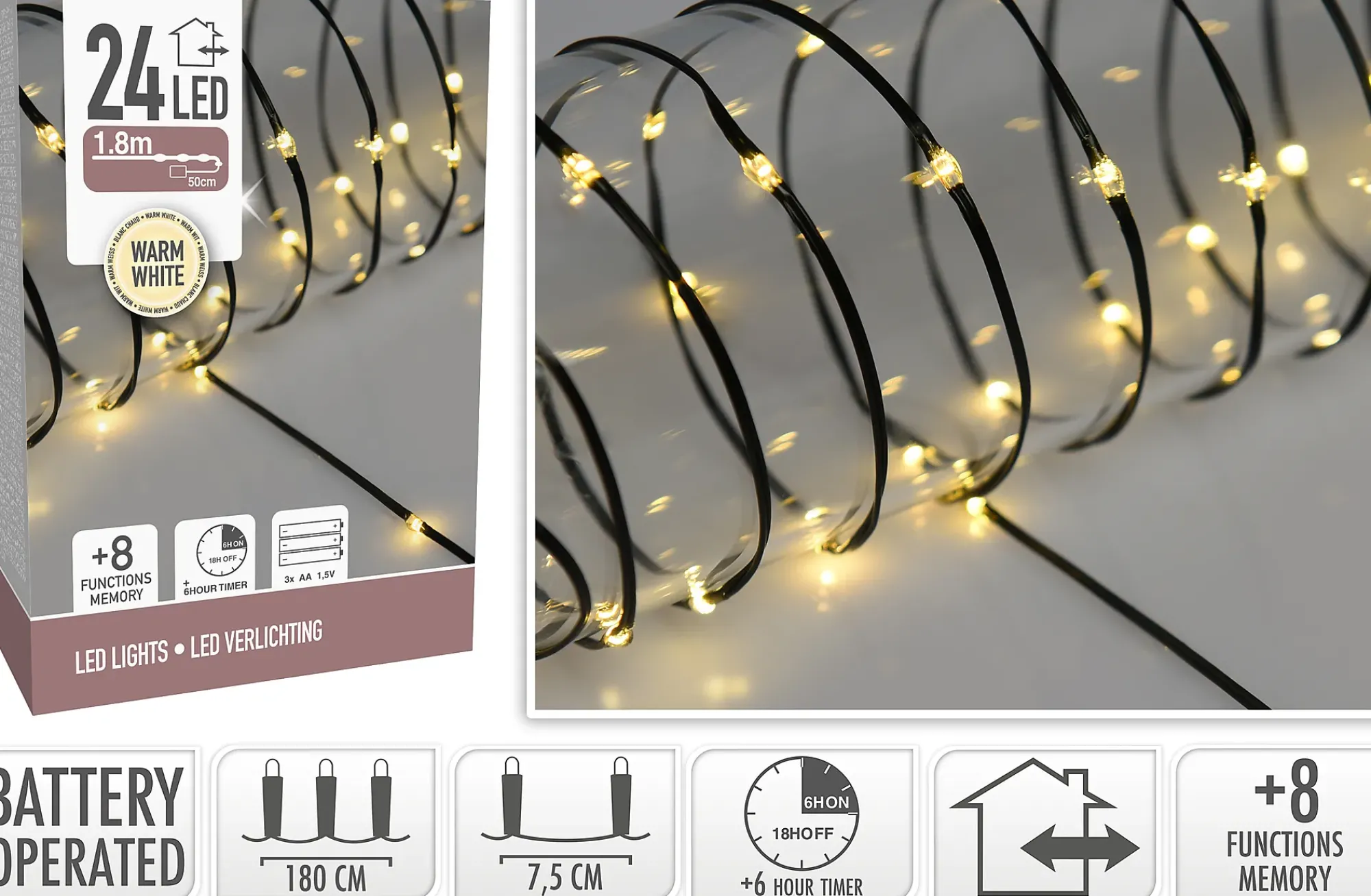 Lysslynge 24LED Varmhvit Inne/ute-Ki Clearance