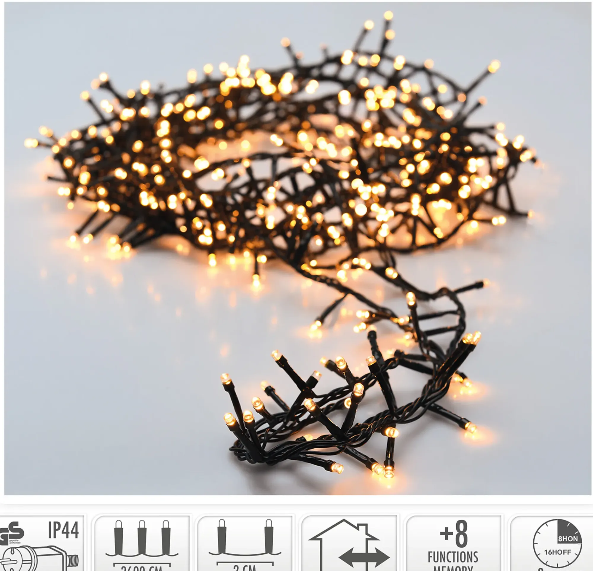 Lysslynge Micro Cluster 1800ledlys ekstra varmhvit 36m-Ki Hot