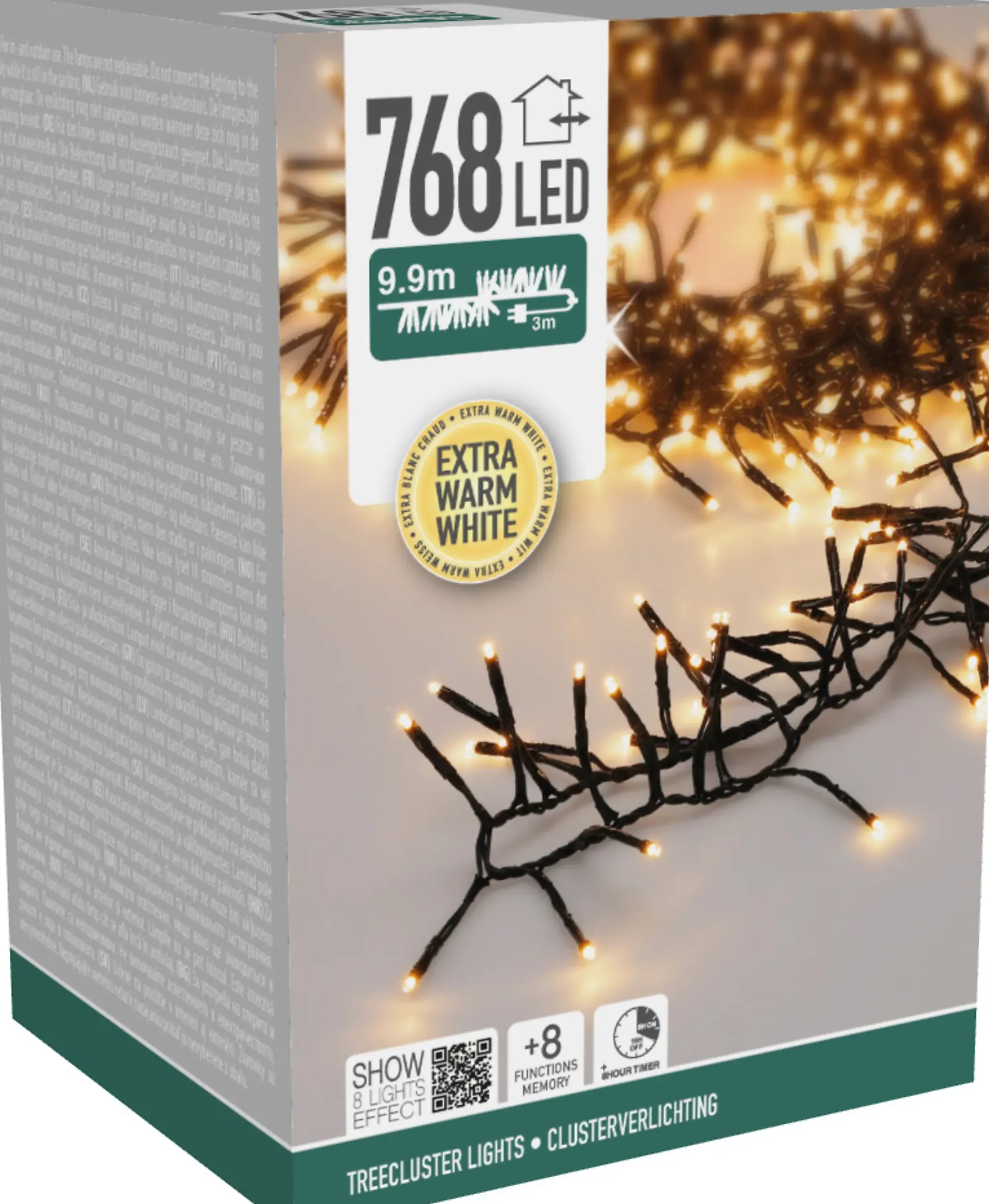 Lysslynge Treecluster 768ledlys ekstra varmhvit 9,9m-Ki Clearance