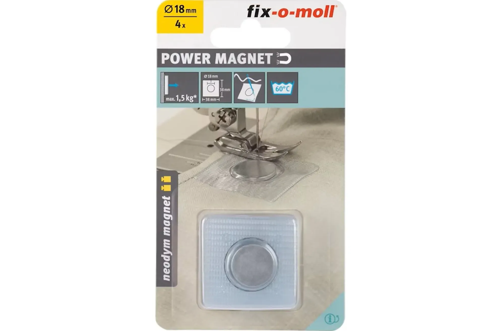 Magnet for innsying holder 1,5kg 4stk-Fix O Moll New