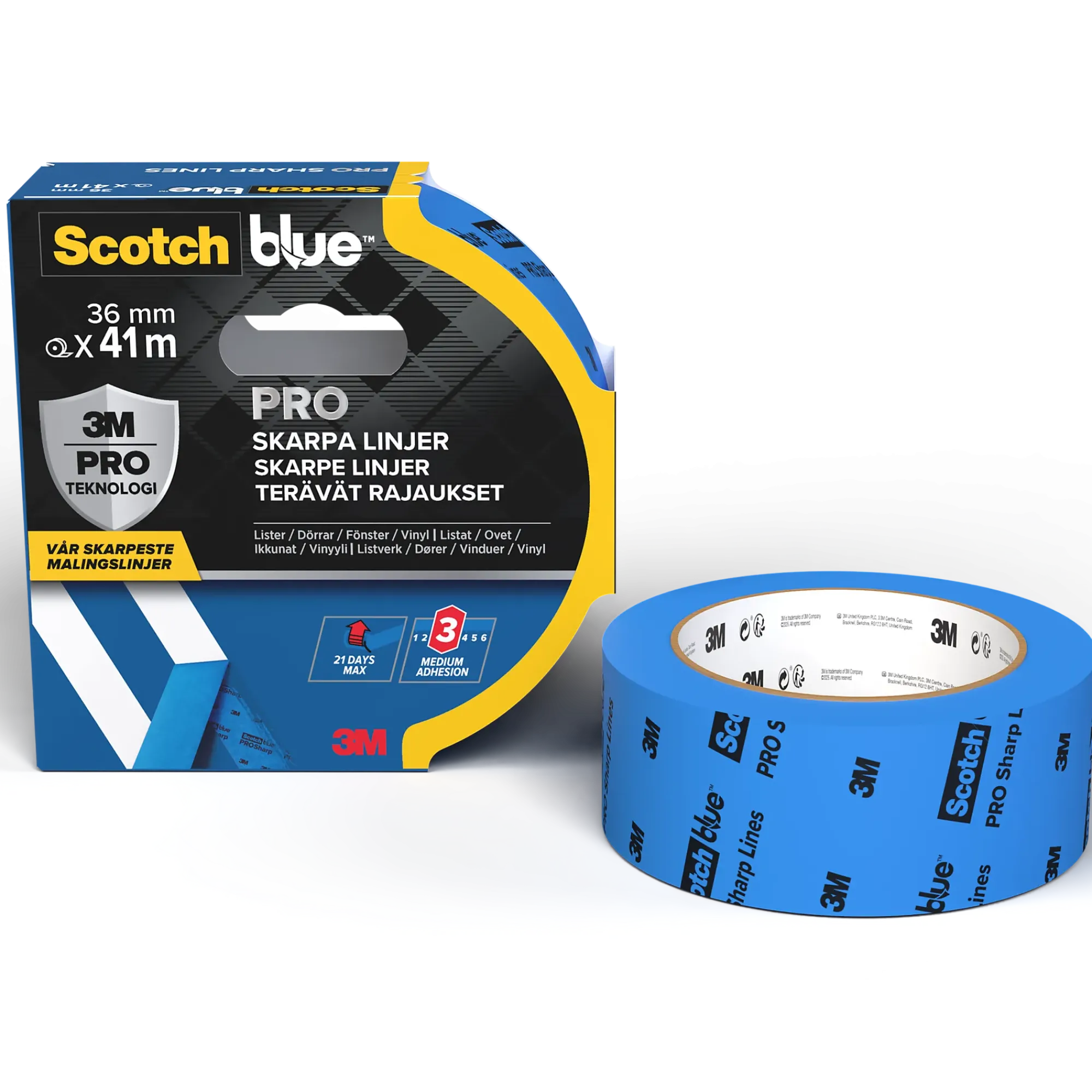 Maskeringstape 2093 36mmx41m for skarpe malekanter-Scotch Outlet