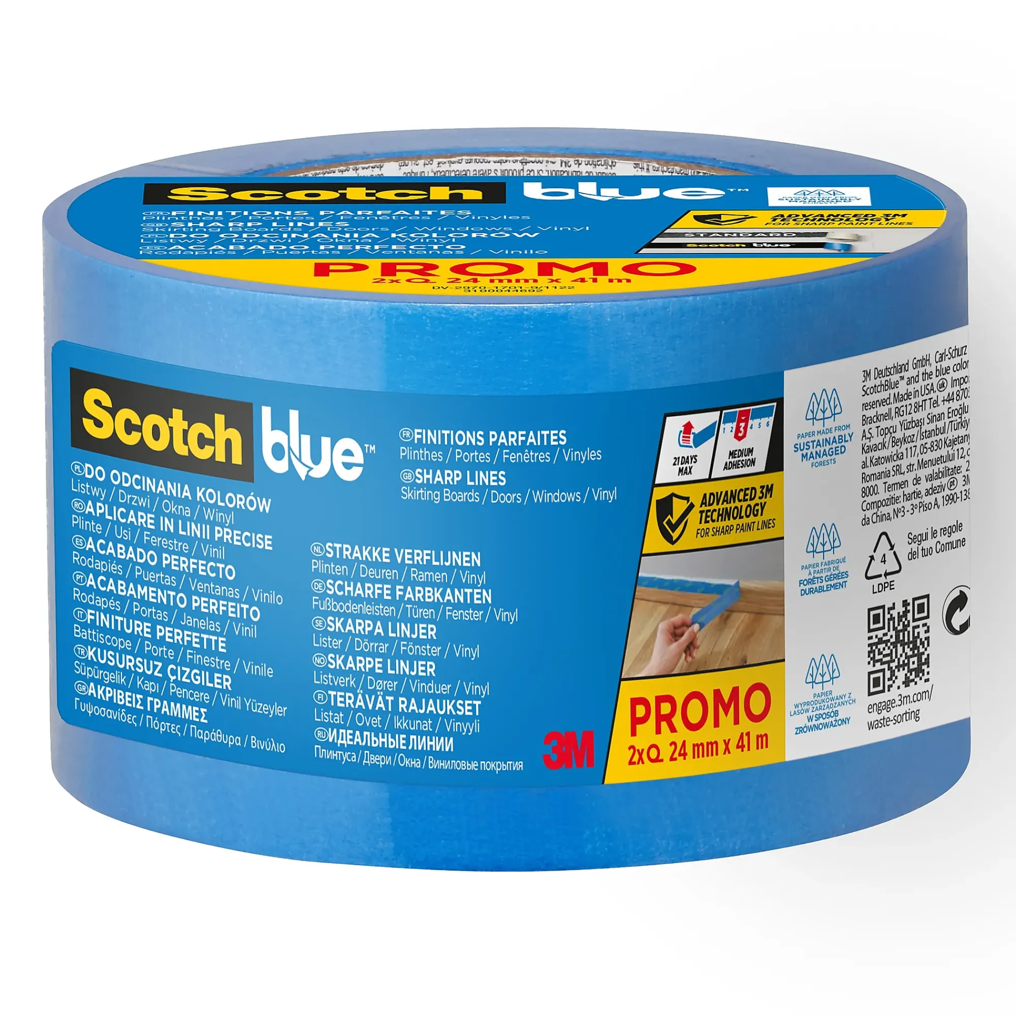 Maskeringstape 2093 24mmx41m for skarpe malekanter 2stk-Scotch Hot