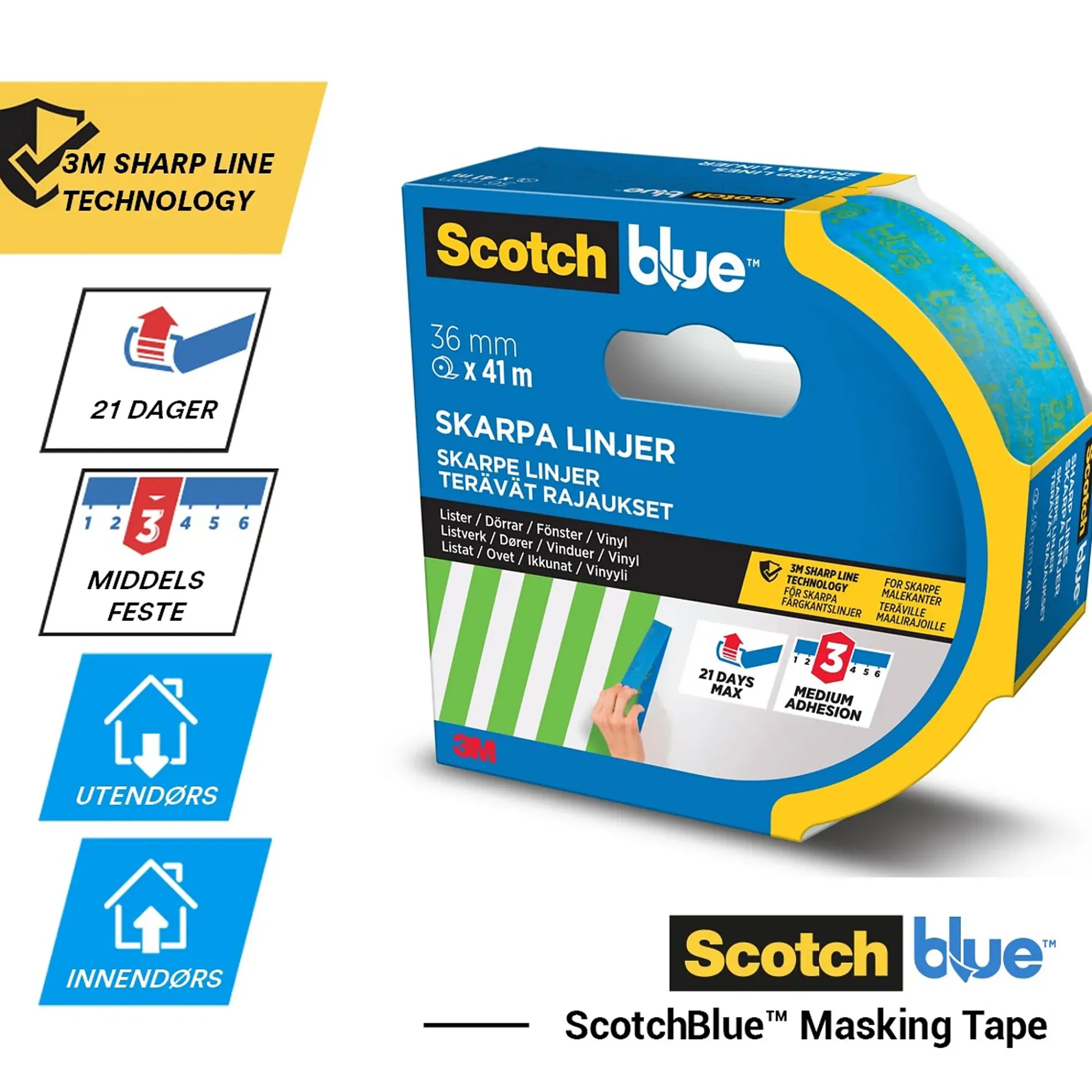 Maskeringstape 2093 24mmx41m for skarpe malekanter 2stk-Scotch Hot
