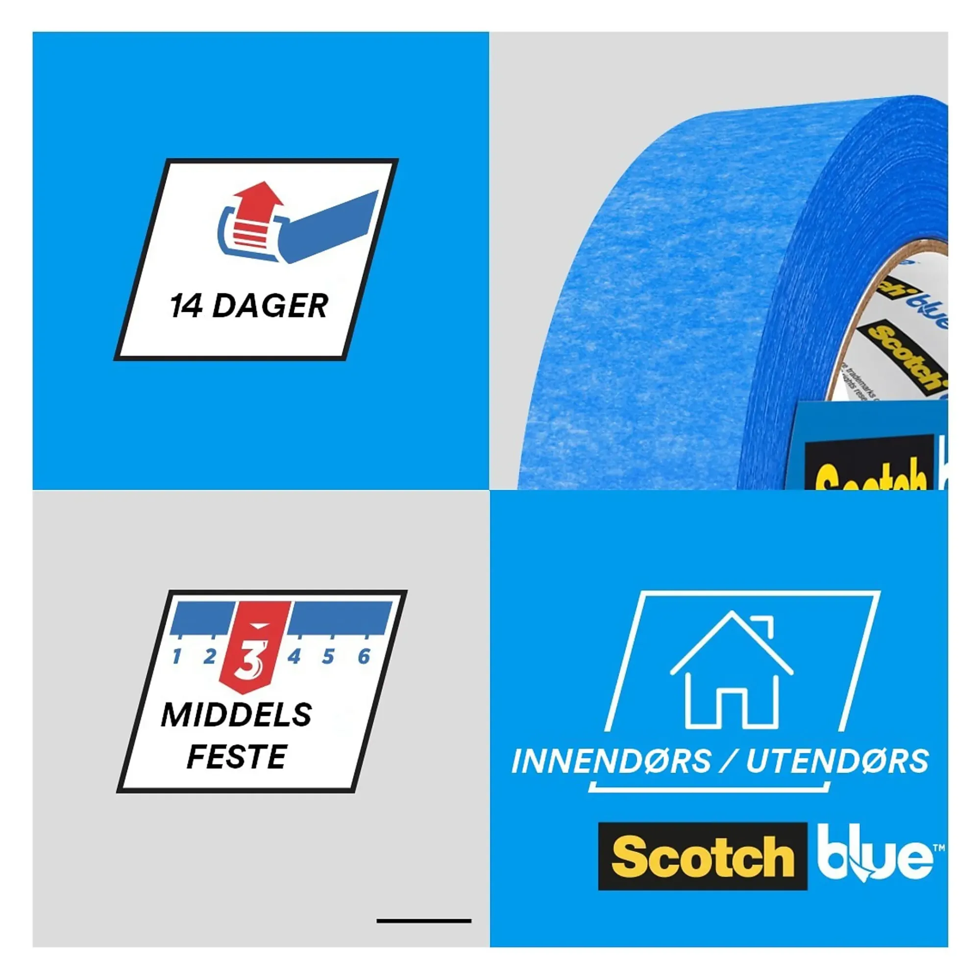 Maskeringstape 2090 36mmx41m for ute-innendørs bruk-Scotch Best