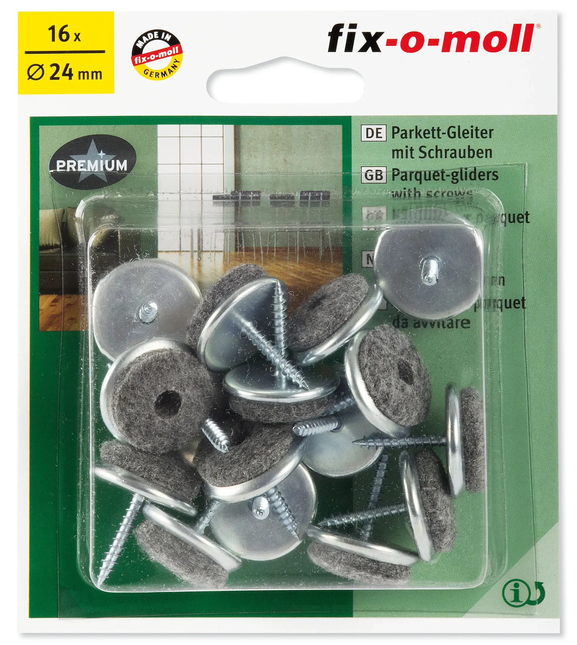 MØBELKNOTT ULLFILT M/SKRUE 24MM 16stk-Fix O Moll Online