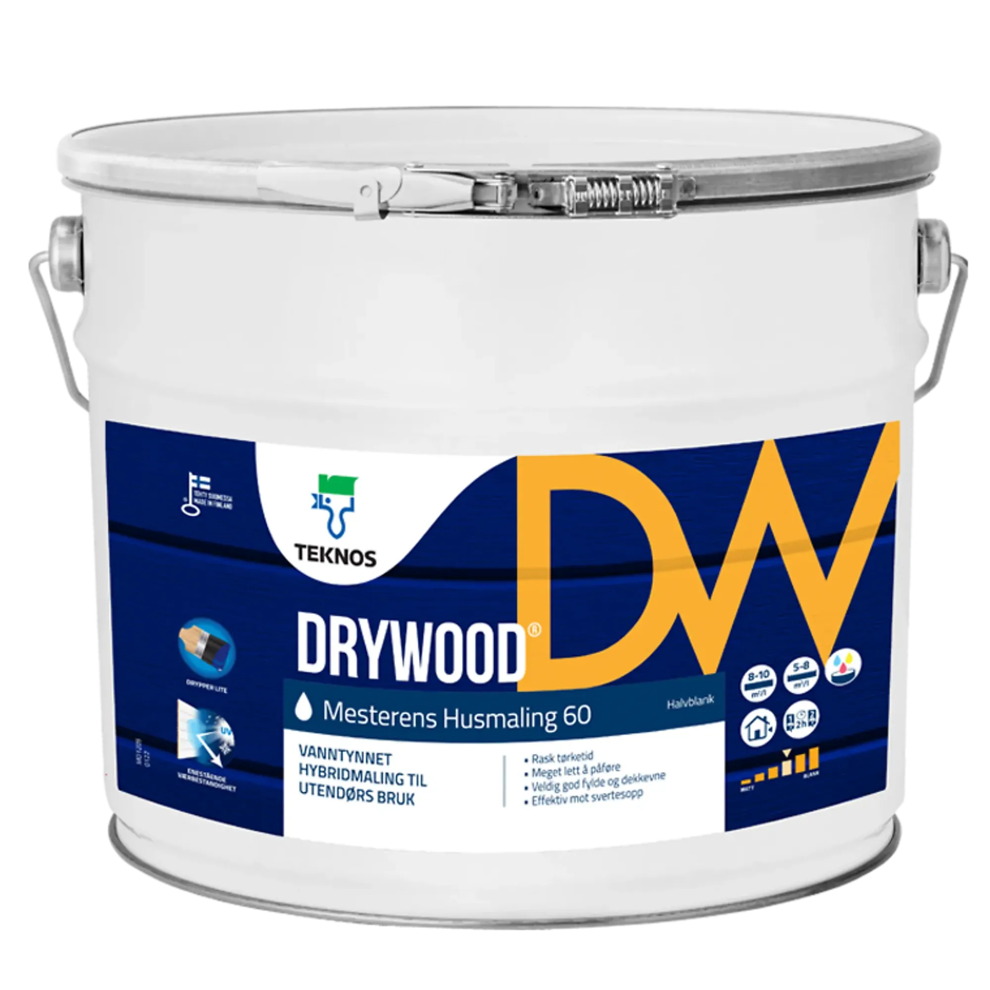 Mesterens husmaling 60-65 glans hvit 10l-Drywood Sale