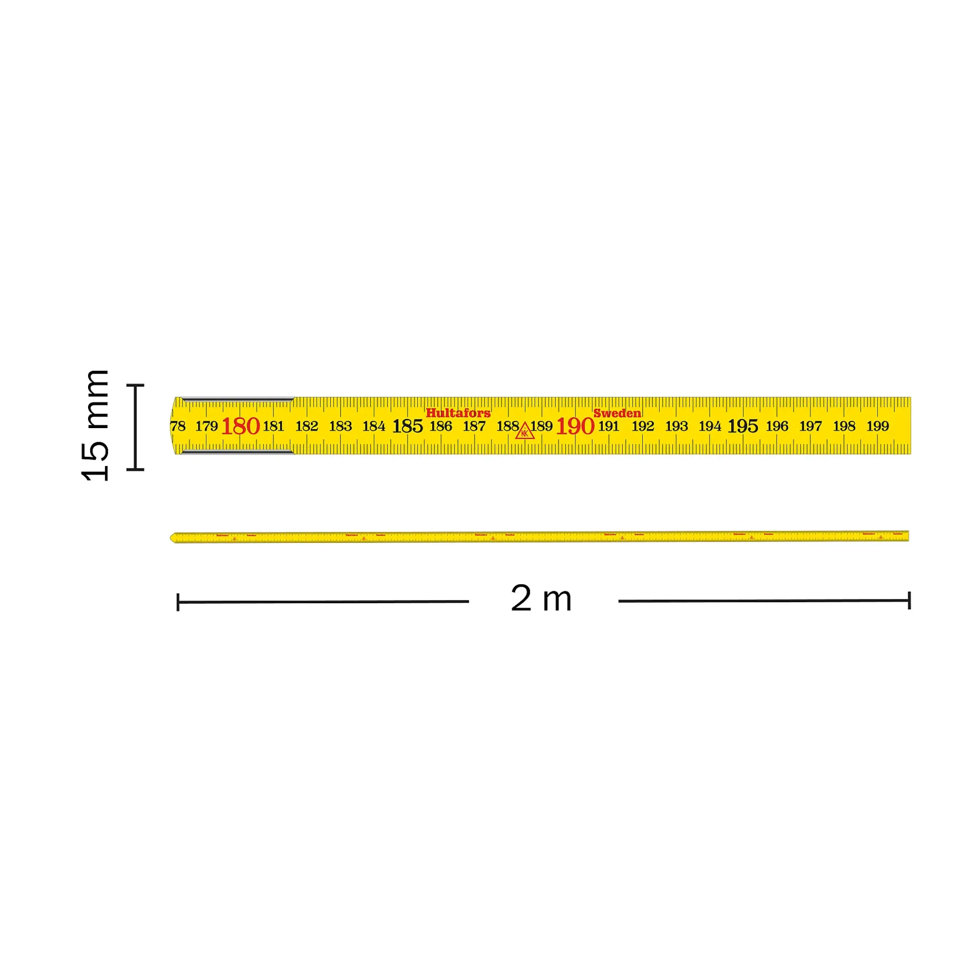 Meterstokk 61-1-6 mm/ glassfiber 2m-Hultafors Online