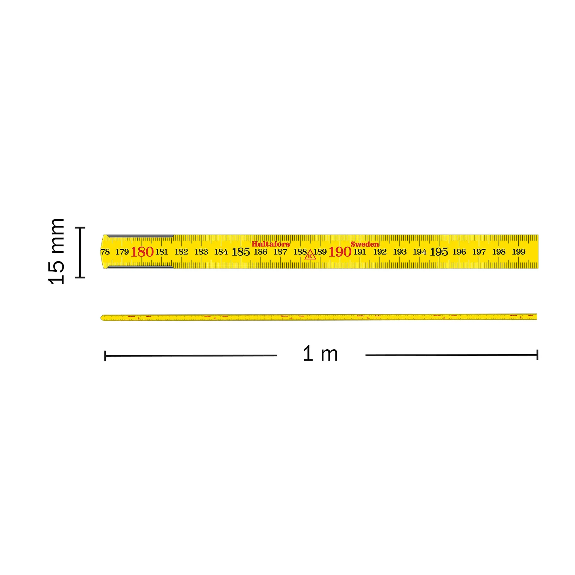 Meterstokk 61-1-6 mm/ glassfiber 1m-Hultafors New