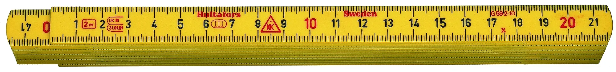 Meterstokk 59-2-10 mm/mm glassfiber 2m-Hultafors Hot