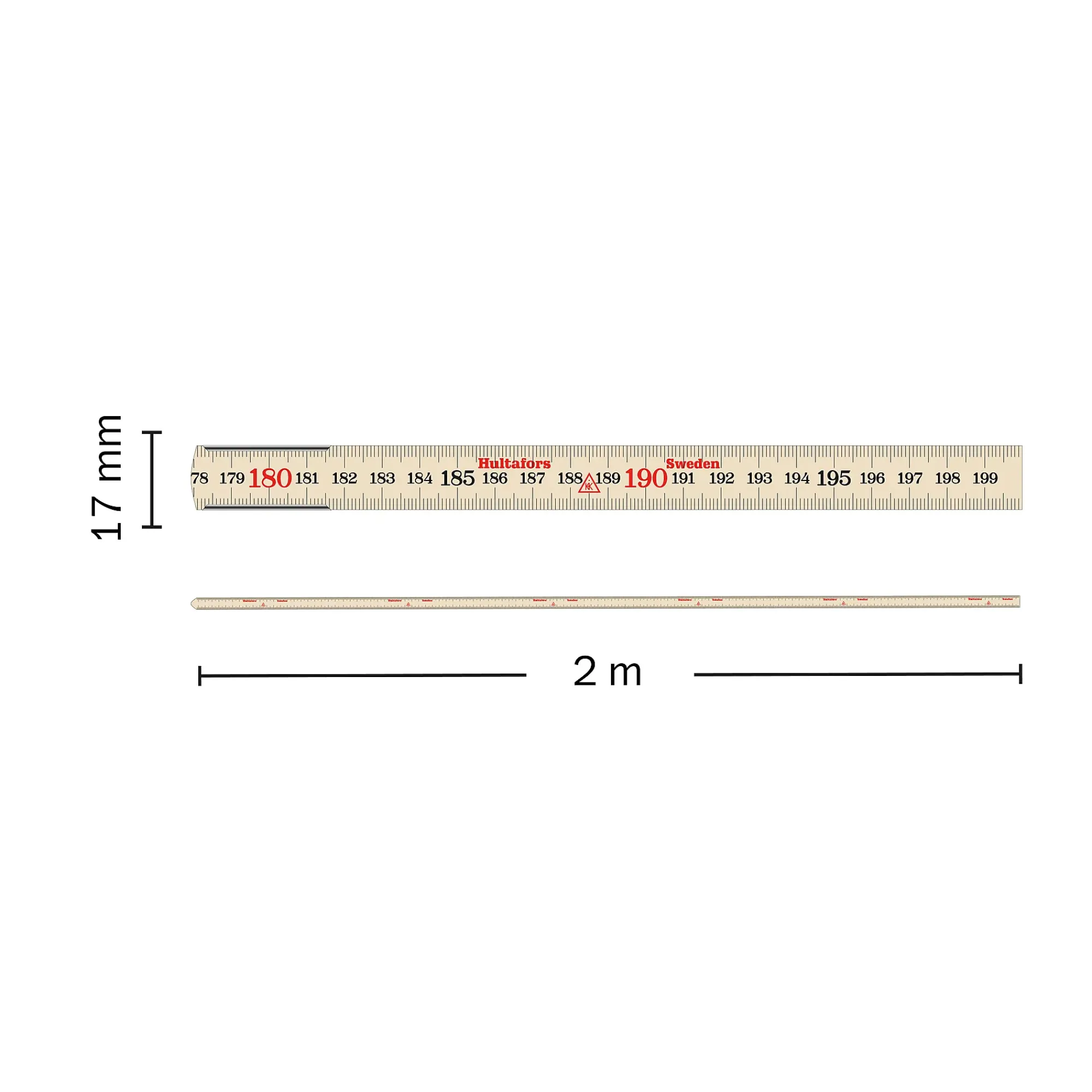 Meterstokk 61-1-6 mm/ tre 2m-Hultafors Sale
