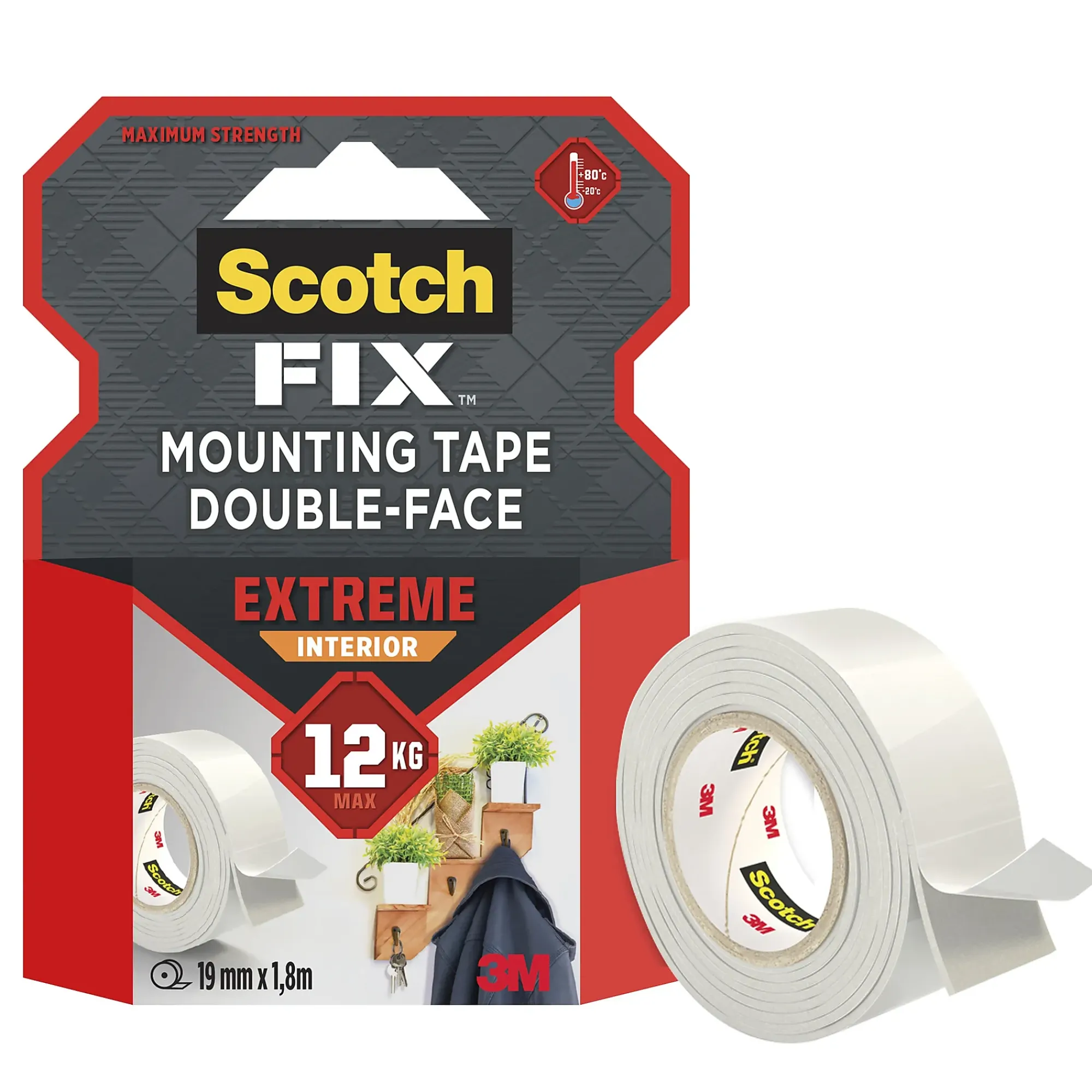 Monteringstape EXTREME 19mmx1,8m innendørs 12kg-Scotch Outlet