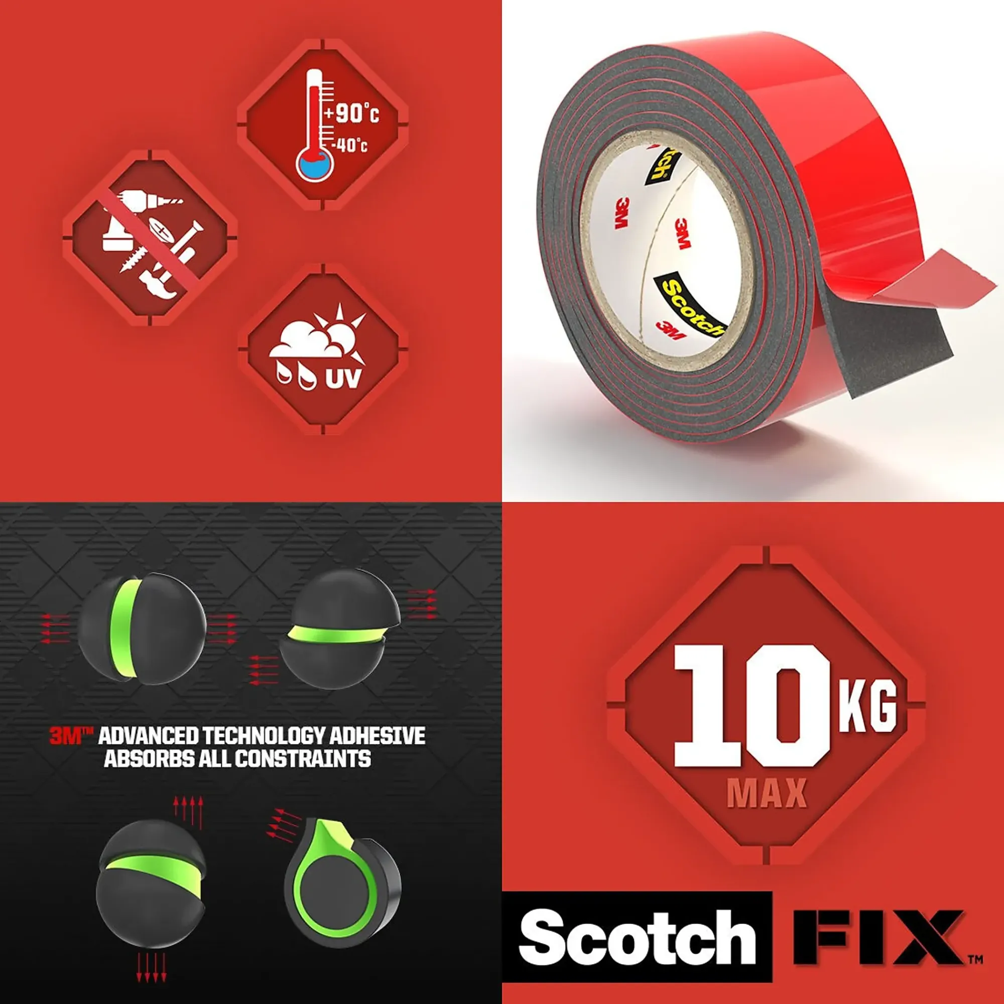 Monteringstape EXTREME 19mmx5m utendørs 13kg-Scotch Hot