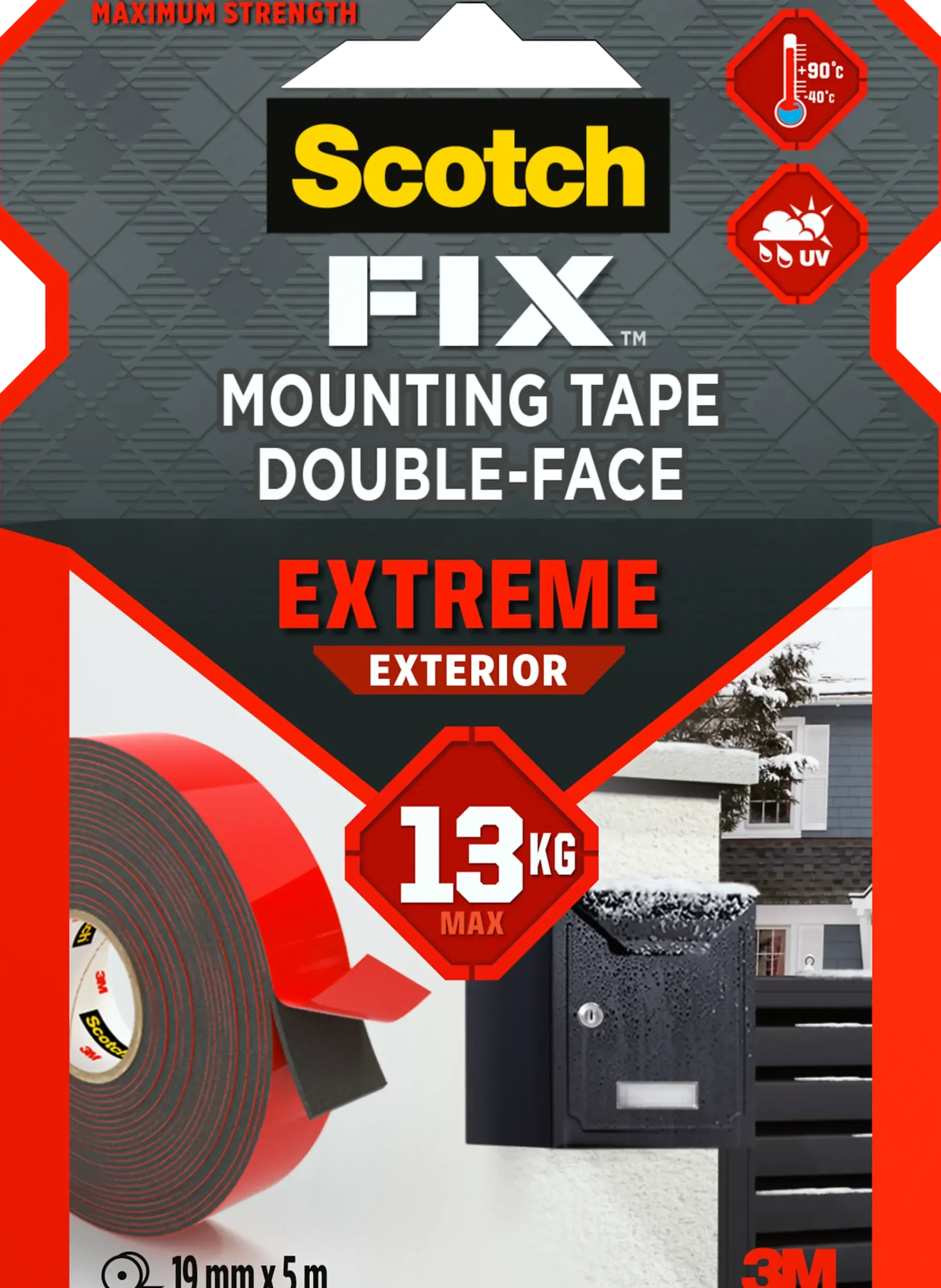 Monteringstape EXTREME 19mmx5m utendørs 13kg-Scotch Hot