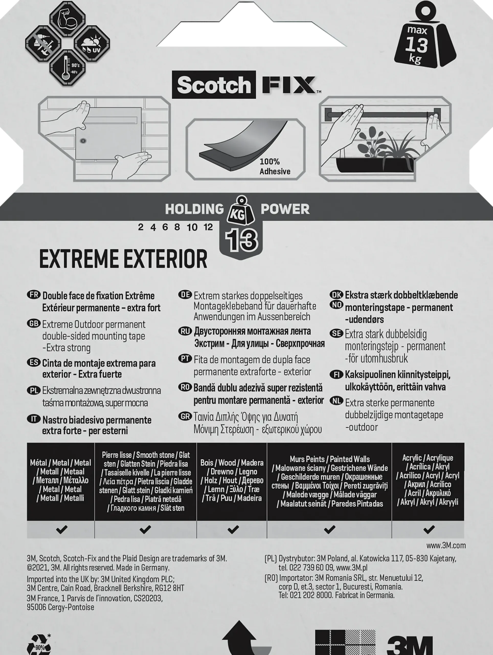 Monteringstape EXTREME 19mmx5m utendørs 13kg-Scotch Hot