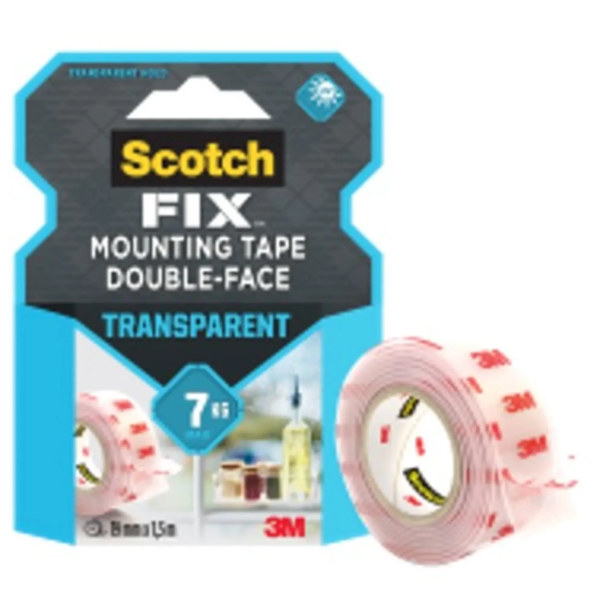 Monteringstape transparent 19mmx1,5m innendørs 7kg-Scotch Best