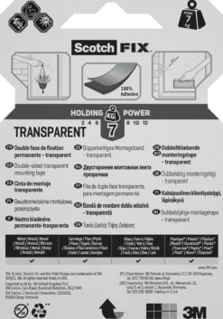 Monteringstape transparent 19mmx1,5m innendørs 7kg-Scotch Best