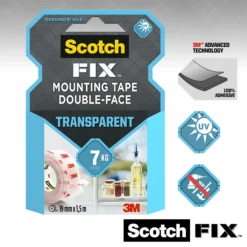 Monteringstape transparent 19mmx1,5m innendørs 7kg-Scotch Best