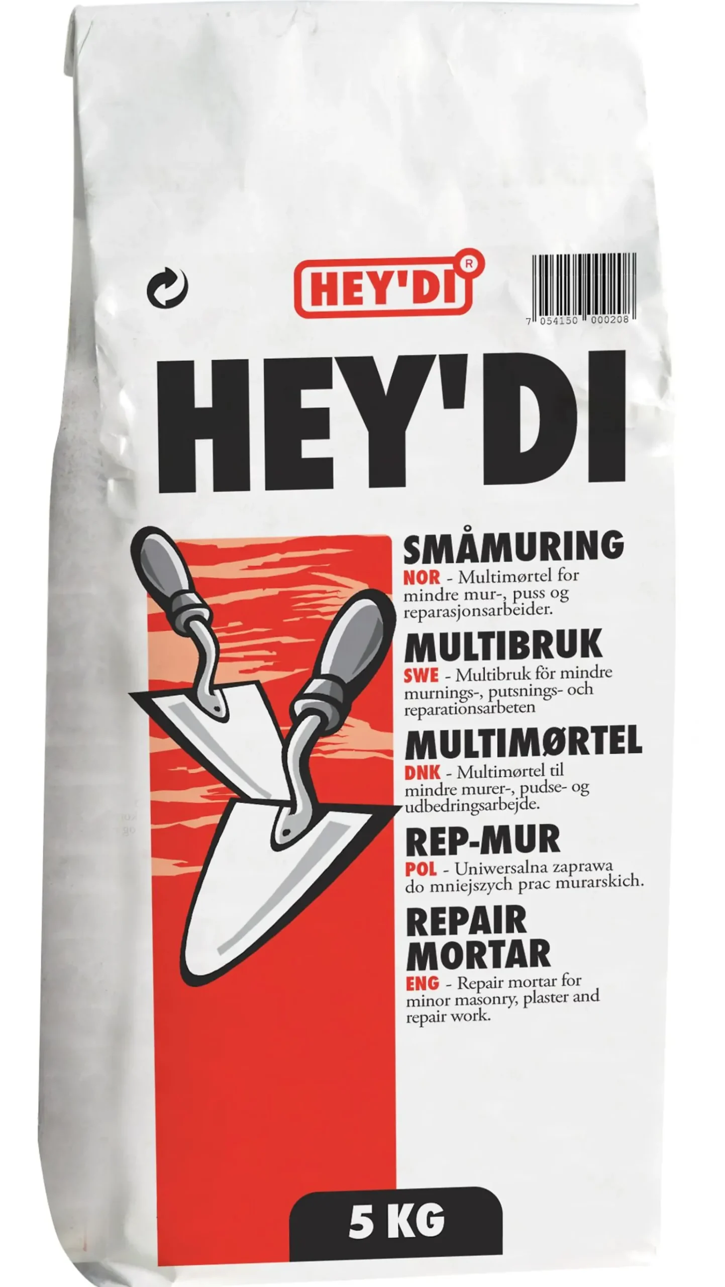 MØRTEL SMÅMURING 5KG MUR OG PUSSMØRTEL-Hey'di Hot