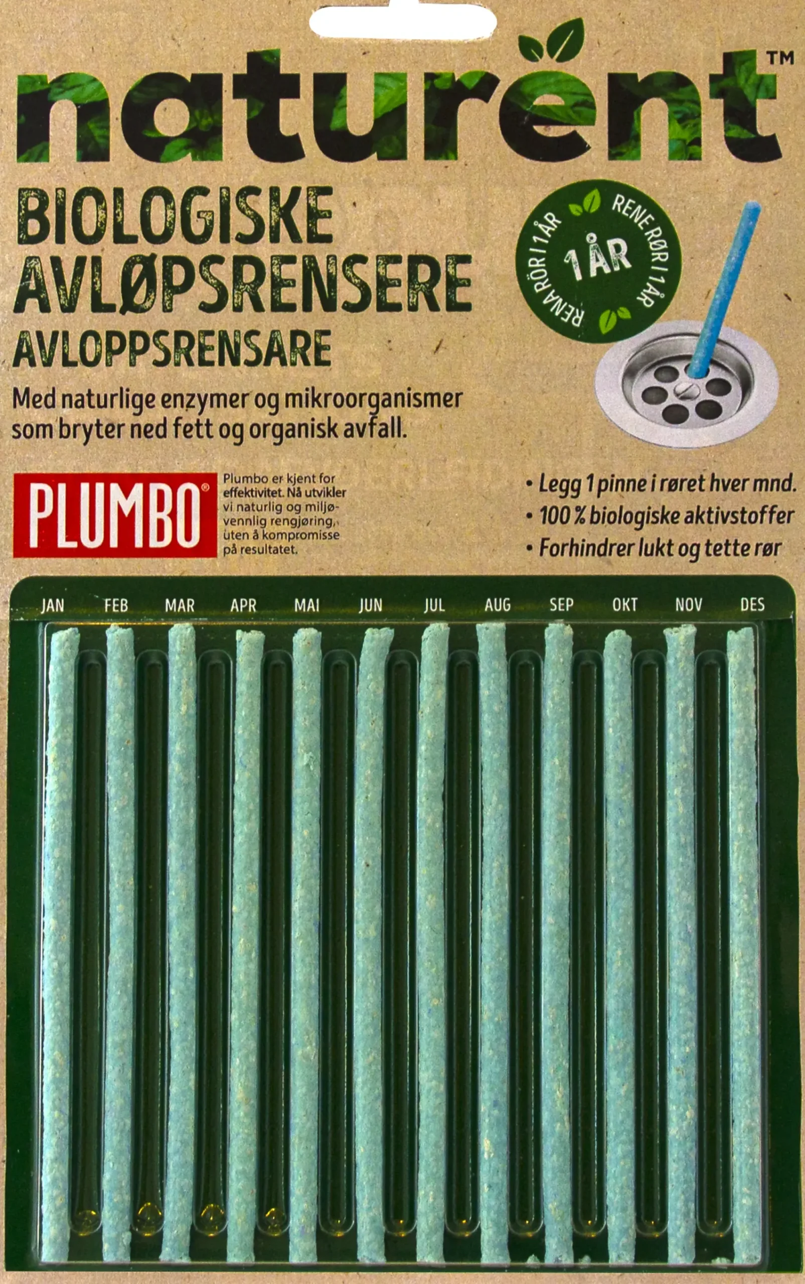 Naturent Biologisk Avløpsrensere rørpinner-Plumbo New